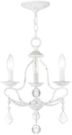 Livex Lighting 6423-60 Chesterfield 3 Light Mini Chandelier, Antique White