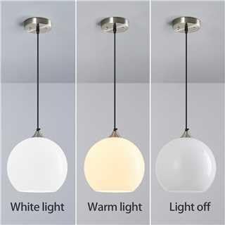 Milky Luster Glass Pendant Lights Kitchen Island Globe Pendant Light Fixtures Modern Pendant Lighting for Bedroom Living Dining Room Light Fixture (9.84 in, 3 Pack)