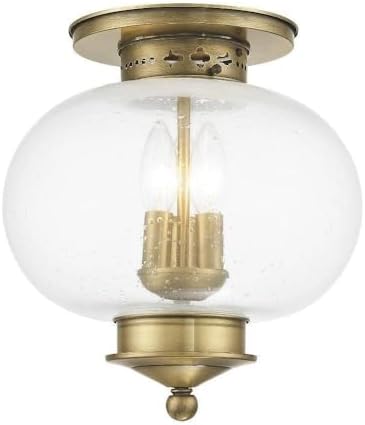 Livex Lighting 5037-01 Harbor 3-Light Ceiling Mount, Antique Brass