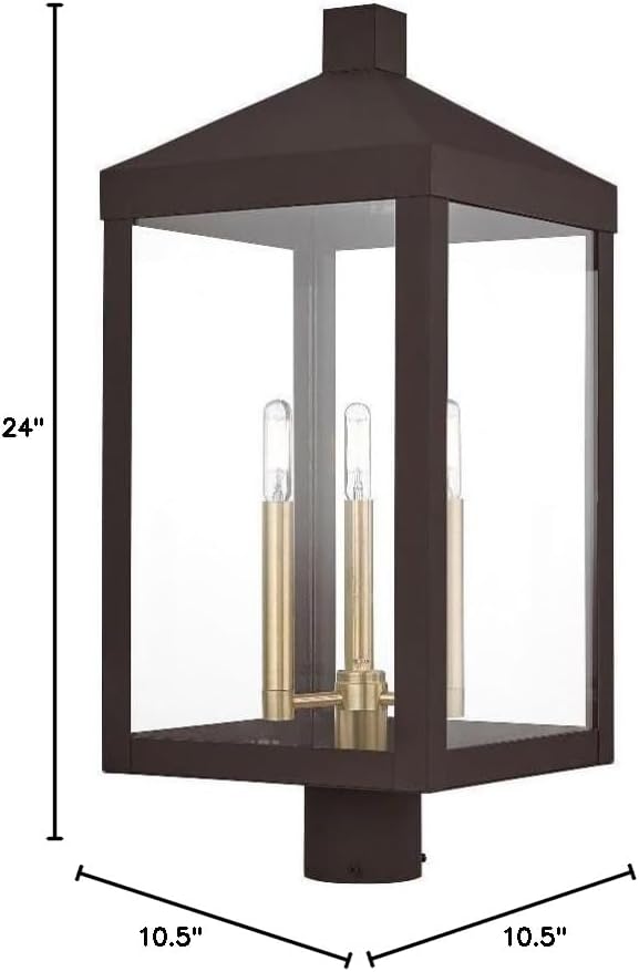 Livex Lighting 20586-07 Nyack Bronze 3 Light Outdoor Post Top Lantern