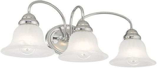 Livex Lighting 1533-05 Edgemont 3 Light Wall Sconce Chrome with White Alabaster Glass, 23.5 x 8.75 x 8