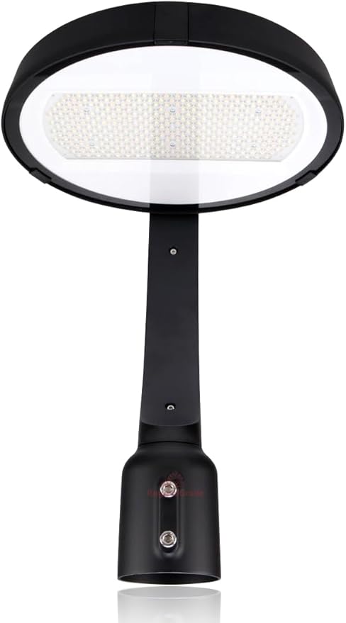 RuggedGrade 150W LED Post Top Light - Perconi Series - 21,000 Lumens - Color Selectable 4000K/5000K - Slip Fit Mount - Photocell - Black Housing - DLC 5.1 Premium