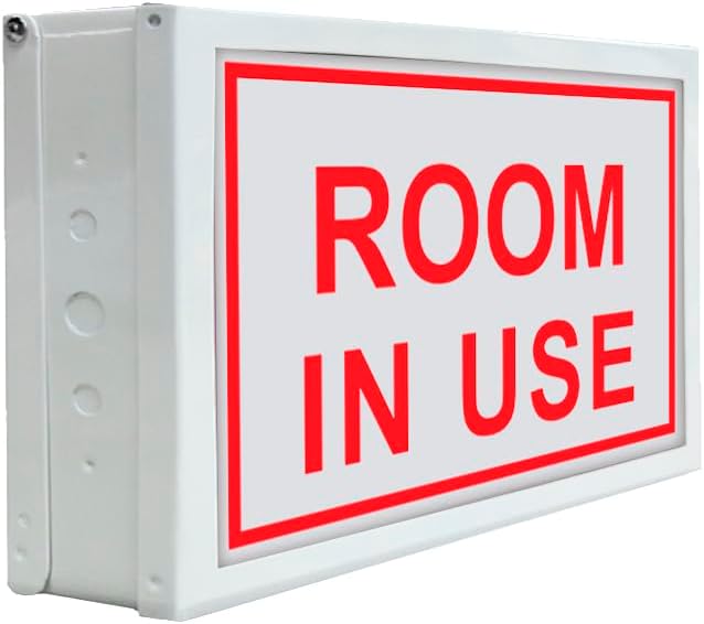 Room in Use Led Notification Sign - for Privacy Areas, Offices, Conference Rooms, Studios, and More - Wall Mount Sign - Metal Case With Plastic Front - Bright Led Light Up - 120 VAC Hardwired - 1 Pack
