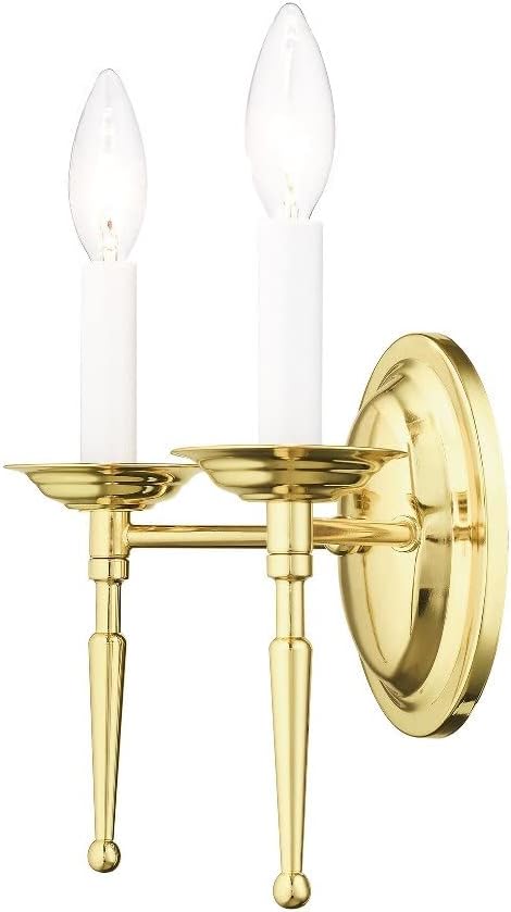 Livex Lighting 5122-02 Williamsburgh 2-Light Wall Sconce, Polished Brass
