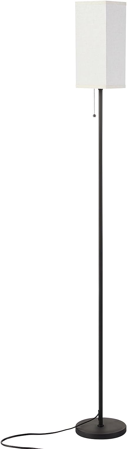 Floor Lamps for Living Room, Modern Standing Lamp with Pull Chain Switch, 3 Color Temperature Black Pole Lamp with Lampshade, 9W LED Bulb Tall Lamps for Bedroom Office Kid Room