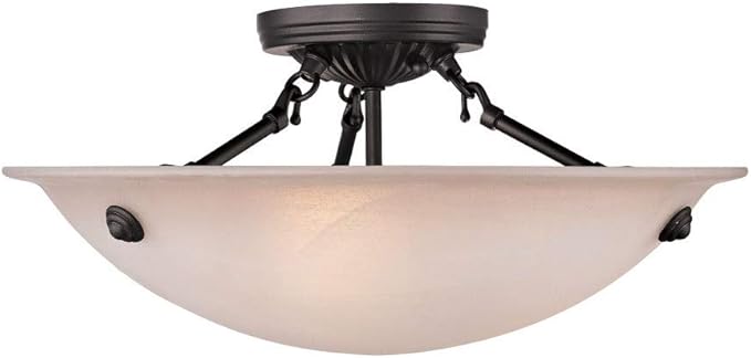 Livex Lighting 5625-07 Home Basics 3 Light Bronze Semi Flush Mount with Honey Alabaster Glass