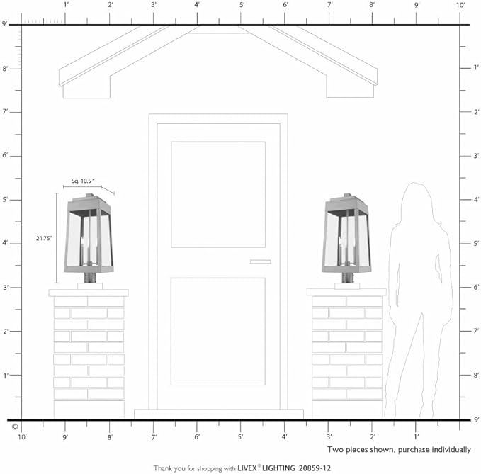 Livex Lighting 20859-04 Oslo - 24.75" Three Light Outdoor Post Top Lantern, Black Finish with Clear Glass