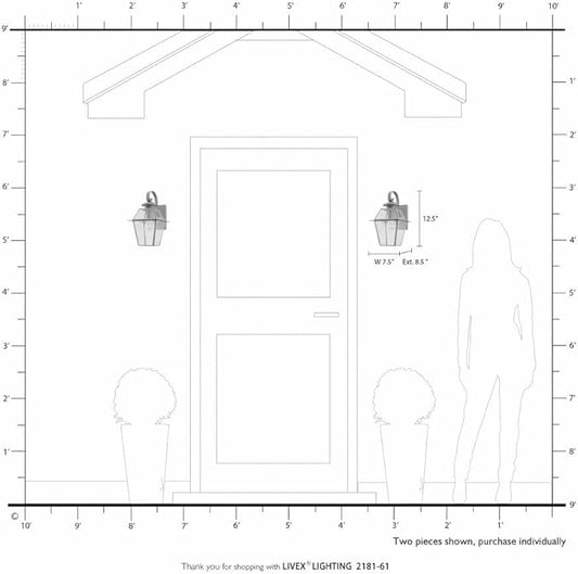 Livex Lighting 2181-01 Westover 1-Light Outdoor Wall Lantern, Antique Brass