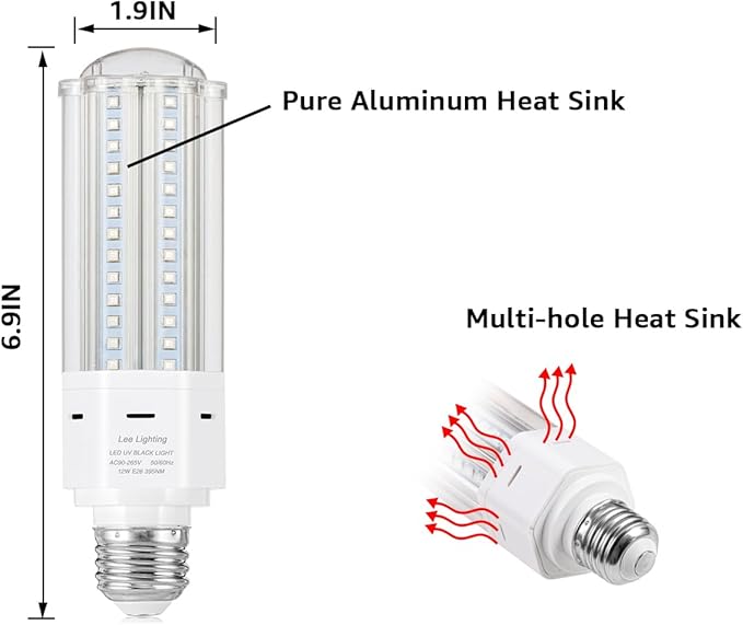 Blacklight Bulb, 12W LED UV Ultraviolet Blacklight AC90-265V