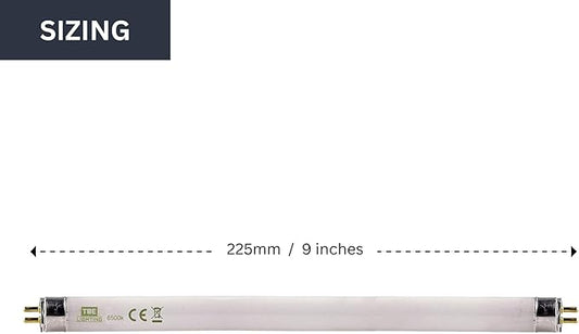 TBE LIGHTING 6w / 9 inch Daylight White 6500K Tubes - F6T5/SW Fluorescent Tube Lamps 225mm / 9''- CFL Bulbs - G5 2-Pin Base Fittings - T5 High Efficiency Lamps (4-Pack)