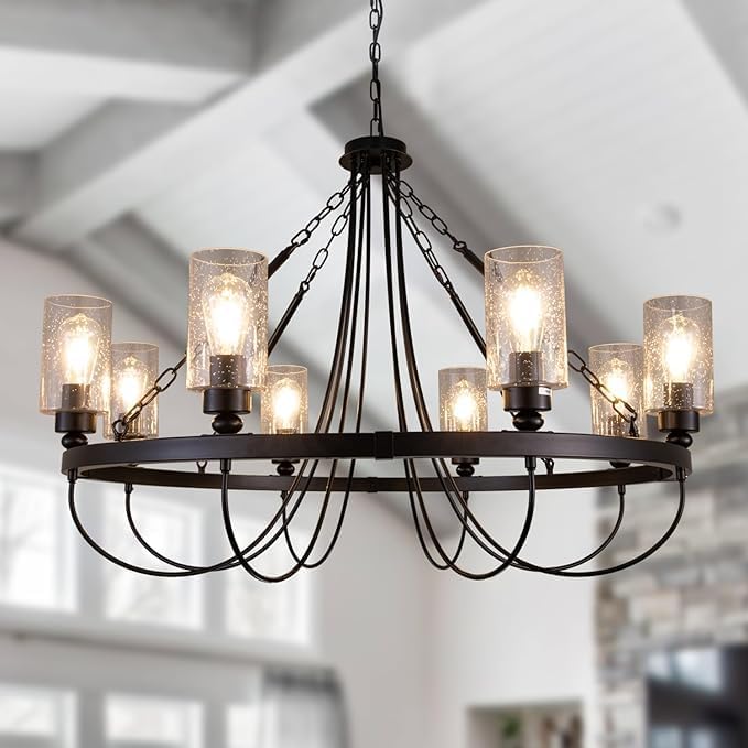 8 Pack Bubble Glass Lamp Shade,Glass Shade Covers Replacements for Light Fixtures,Cylinder Globe Glass Shades Covers for Pendant Lights Chandeliers Wall Sconces Bath Vanity Lights