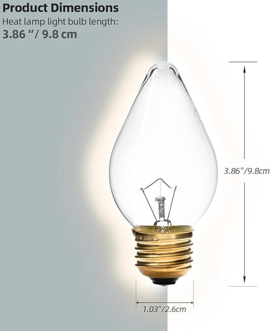 02.30.043.00 60 Watt Light Bulb Compatible with Hatco Heat Lamp Bulb, E25 High Temp Lamp for Commercial Heat Warmers, 8 Packs