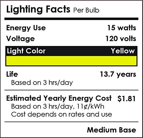 Sunlite 40243 LED PAR38 Colored Recessed Bug Bulb, 15 watt (75w Equivalent), Medium (E26) Base, Floodlight, ETL Listed, Yellow, 3 Pack