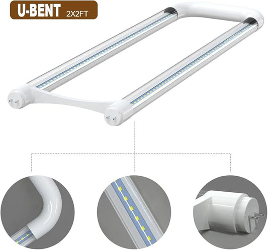 Romwish U Bend LED Tube Light, T8 T12, 18W(40W Equivalent), 5000K Daylight, 2000LM, Fluorescent Light Tube Replacement, Remove Ballast, Dual-Ended Powered, Clear Cover, 4 Pack