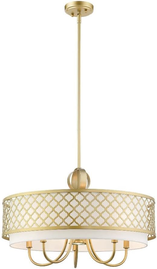 Livex Lighting 41105-33 Transitional Six Light Chandelier from Arabesque Collection in Gold, Champ, Gld Leaf Finish, Soft Gold