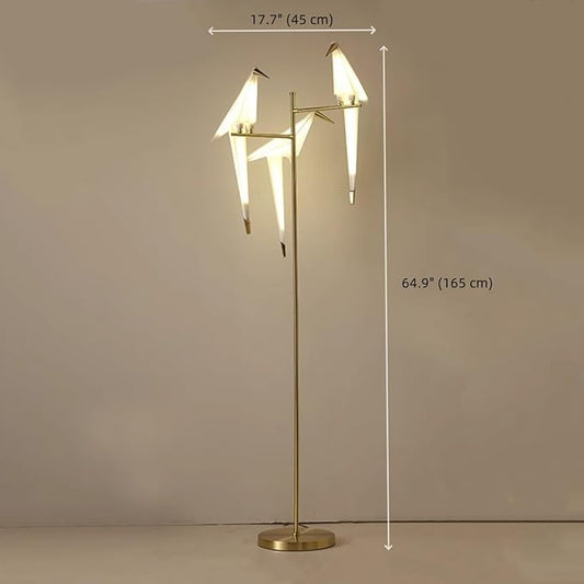 Modern Gold Floor Lamp Creative Crane Bird Standing Floor Lamp Tall Unique Lamps Metal Standing Light 3 Vivid Birds Shade Art Deco Floor Lamps for Living Room Bedroom - Warm Light