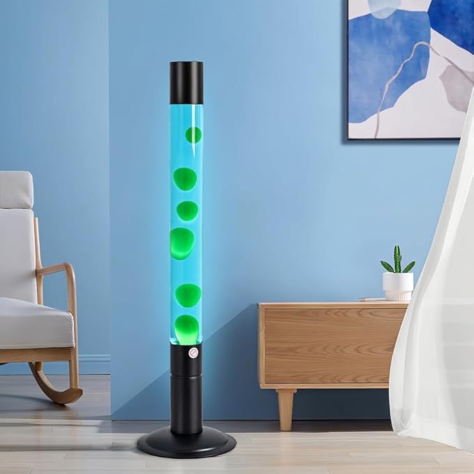 30-Inch Relaxing Liquid Motion Lamps,Magma Lamps, Home Decor Living Room Office Bedroom Lamp for Adults (White Water Red Wax) (Blue Water Green Wax)
