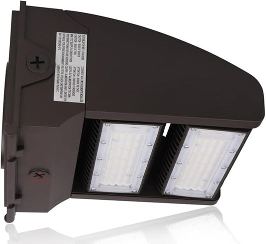 RuggedGrade 120W - Rotate IV Series LED Wall Pack with Photocell - 17,100 lumens - 5000K Bright White - Wattage Selectable - Outdoor LED Wall Light - Brown - DLC 5.1 Premium