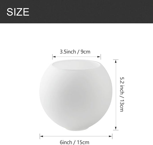 3 Pack Fixture Replacement Globe Shade, 6 Inch Diameter, E26 Base 1-5/8 Inch Fitter, Glass Globe Lampshade Cover for Pendant Wall Sconce Chandelier Vanity Light (3 Pack 6 Inch White Frosted Glass)