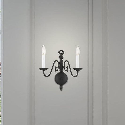 Livex Lighting 5002-04 Williamsburgh 2 Light Black Wall Sconce