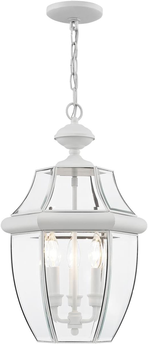 Livex Lighting 2355-03 Monterey 3-Light Outdoor Hanging Lantern, White