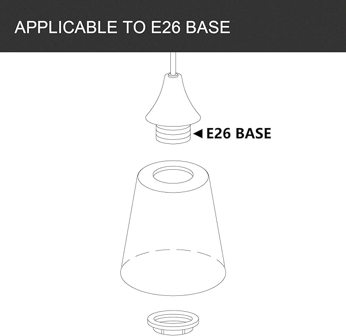 Fixture Replacement Frosted Glass Shade, E26 Base with 1-5/8" Fitter, 3-pack Cone Replacement White Shades for Pendant Light, Wall Sconce, Vanity Light, Table Lamp