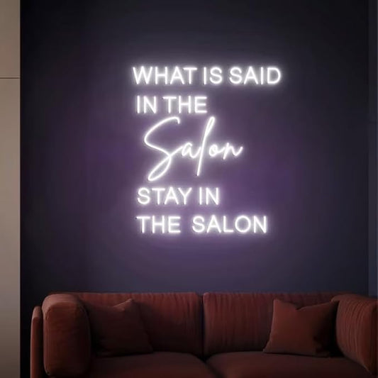 What is Said in the Salon Stays in the Salon, Salon Neon Sign, Neon Light Sign for Salon Wall Decorations, Salon Sign, Beauty Salon Decor Size:H20xW17inch