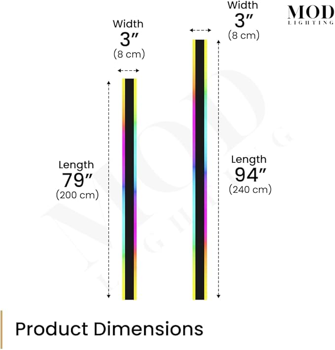 ๐ ๐ข๐ ๐๐๐๐๐ง๐๐ก๐ Haylen RGB | Waterproof Outdoor Wall Lights, Dimmable with Remote, 7 Colors and 358 Light Effects, Long Wall Sconce, Modern Linear Exterior Light Fixture, 1-Pack (RGB | 79")