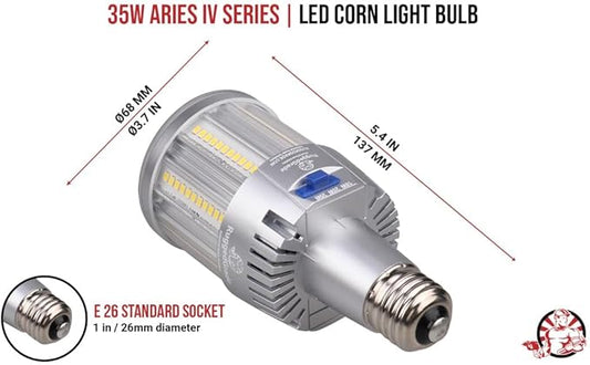 RuggedGrade Aries IV CS Series 20W LED Corn Bulb | 3,000 Lumens | 3000K/4000K/5000K Color Selectable | E26 Base | DLC 5.1 Premium