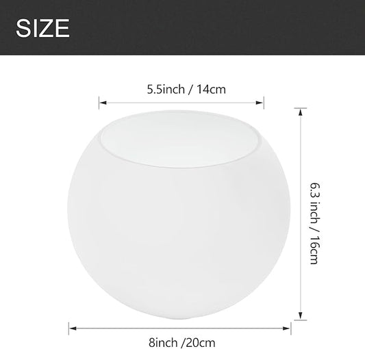 Fixture Replacement Globe Shade with 1.65 Inch Fitter, 8 Inch Diameter, E26 Base 1-5/8 Inch Fitter, Glass Lampshade Cover for Pendant Wall Sconce Chandelier Vanity Light (White Frosted)