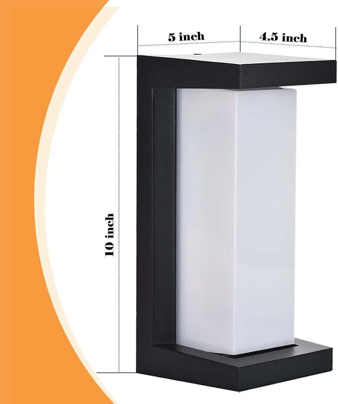 Black Outdoor Light Fixtures Wall Mount, IP65 Waterproof Porch Lights Outdoor Wall Sconce, 2 Pack Rectangular Modern Exterior Lighting Fixtures for House Front Door,3-Color Temperature