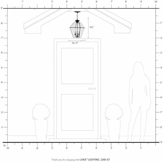 Livex Lighting 2385-04 Westover 3-Light Outdoor Hanging Lantern, Black