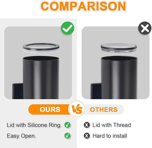 Cerdeco Black Modern Outdoor Wall Light 2 Pack,Cylinder Up Down Aluminum Exterior Wall Sconce for House Porch Garage Patio Doorway Entryway,ETL Listed