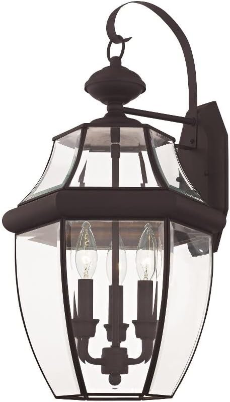 Livex Lighting 2351-06 Outdoor Wall Lantern with Clear Beveled Glass Shades, Verdigris