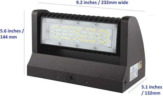RuggedGrade 40W - Rotate III Series LED Wall Pack - 5,600 Lumens - 5000K Bright White - High Efficiency 140 Lumen per Watt - Outdoor LED Wall Light - Brown Color - DLC 5.1 Premium