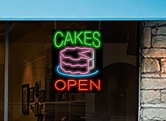 Cakes Open Neon Sign