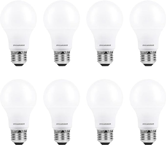 Sylvania ECO LED A19 Light Bulb, 60W Equivalent, Efficient 9W, 7 Year, 750 Lumens, Non-Dimmable, Frosted, 5000K, Daylight - 8 Pack (40883)