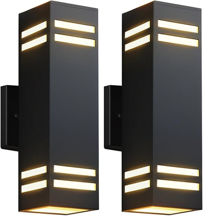 Dusk to Dawn Outdoor Lighting 2 Pack, Modern Outdoor Wall Lights Black Exterior Lighting Fixtures Wall Mount with E26 Base, Waterproof Sconce Outside Lights for House Porch, Bulbs Included