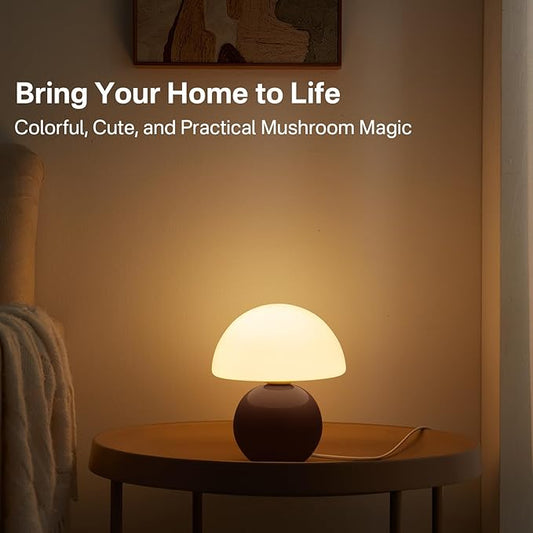 Mushroom Lamp Table Lamp for Bedroom,Desk Bedside Small Lamps for Living Room Night Stands,Mushroom Decor Cute Mini Modern Mid Century Lamps,Unique Aesthetic Home Living Room Decor(Coffee)