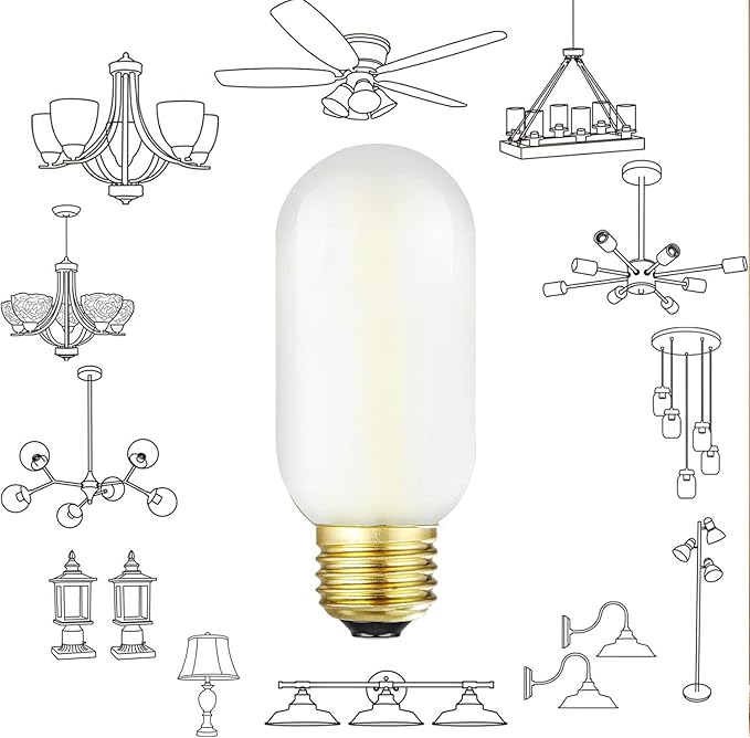 Leools E26 Frosted Edison Bulb 4W Equivalent E26 LED Bulb 40 Watt Dimmable Neutral White 4000K E26 Light Bulb AC120V 400lm Tubular T14 T45 LED Bulb for Pendant,Sputnik,Vanity,Chandeliers Pack of 6