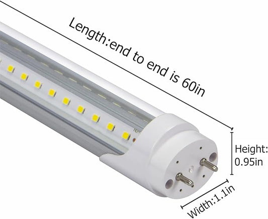 T8 5ft LED Tube Light,45W 4500lm,White 6500K,G13 Bi-Pin Base,5 Foot LED Shop Lights,60 inch Fluorescent Light bubls Replacement T12,Ballast Bypass,Dual-Ended Power,Office,Shop,Pack of 10