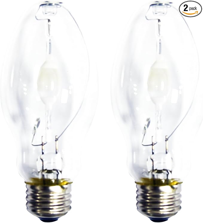 Metal Halide Bulb 2-Pack: ED17 Clear MED Base, Replaces | Warehouse & Stadium Lighting (150W) (150, Watts)