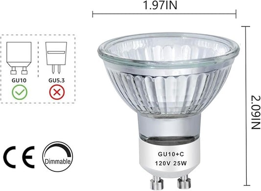 Halogen 25W 120V NP5 Candle Warmer Bulb, GU10 Halogen 120V 25W MR16 Glass Cover Bulb, Replacement for Wax Burner, Tart Burner, Fragrance Melt, MR16 JDR Dimmable, 2700K Warm White (Pack of 4)
