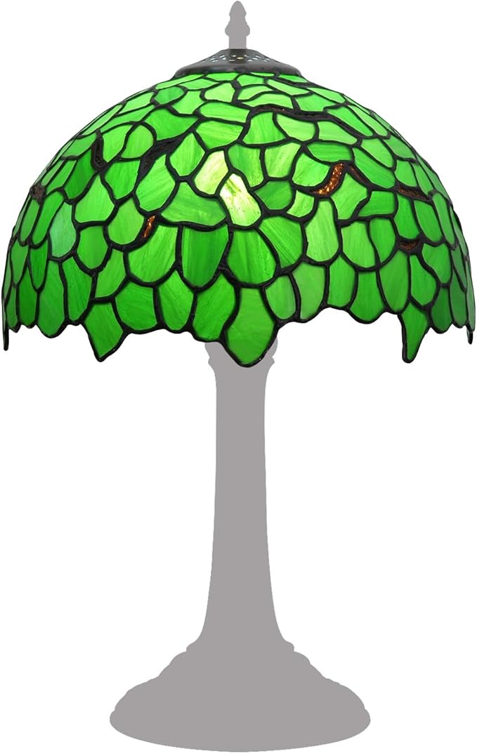 Tiffany Style Lamp Shade, 12 Inch Green Leaves Stained Glass Lamp Shade Replacement Creativity Lamp Cover Accessories Fit for Table Lamp Pendant Light Ceiling Light