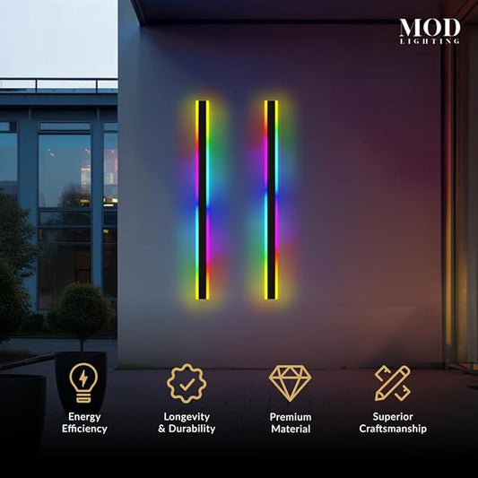 ๐ ๐ข๐ ๐๐๐๐๐ง๐๐ก๐ Haylen RGB | Waterproof Outdoor Wall Lights, Dimmable with Remote, 7 Colors and 358 Light Effects, Long Wall Sconce, Modern Linear Exterior Light Fixture, 1-Pack (RGB | 59")