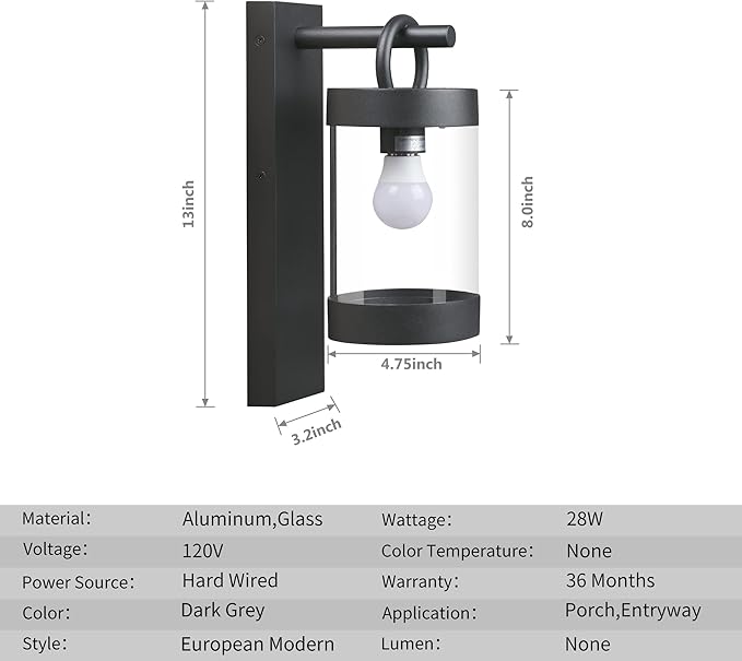 Dusk to Dawn Outdoor Wall Lighting 2 Pack Black Exterior Wall Lantern Sconce Fixture with E26 Base for Porch Patio Garage House