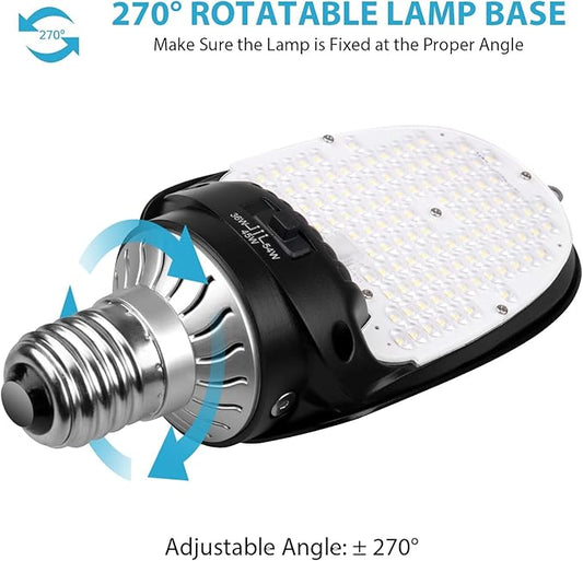 dephen 54W Corn COB LED Light, 7300Lm Directional Bulb with Rotatable E39 Mogul Base, 5000K 180° Paddle Lamps, 36W/45W/54W Tunable, Retrofit 200w Metal Halide for Parking Lot Shoebox Lighting, UL