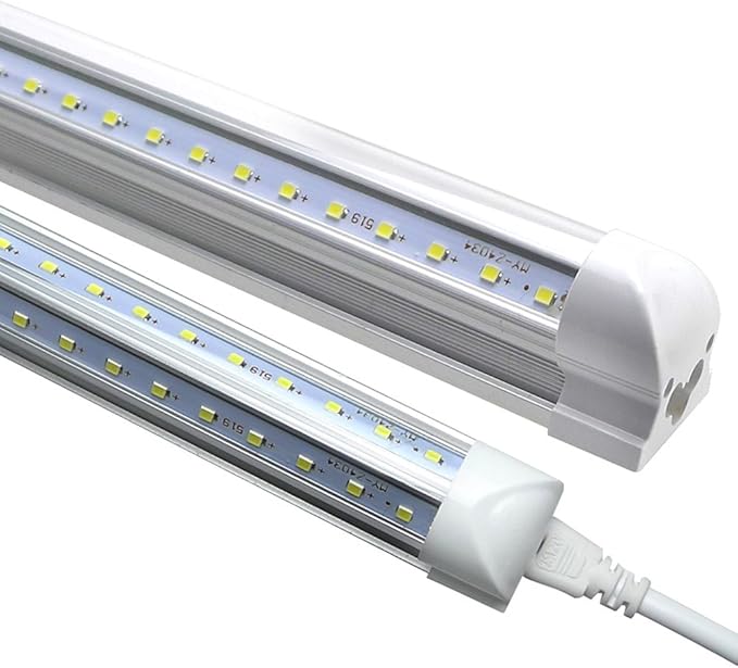 6FT Integrated Led Light 56W (120W Equivalent), V-Shape Shop Light Fixture, Plug and Play, Clear Cover, Cold White 6000K, AC85-265V - Pack of 25 Units