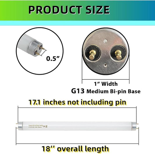 amgolibi 18 Inch 15 Watt Black Light Bulb F15T8/BL Replacement T8 BL Fluorescent Lamps for 30W Machine 350BL 365-nm Blue Light 6 Count
