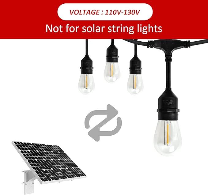 15-Pack String Light Bulbs, S14 LED Outdoor Waterproof Replacement Bulb, E26 Base Bulbs, 1W 120V, 2700K Warm White